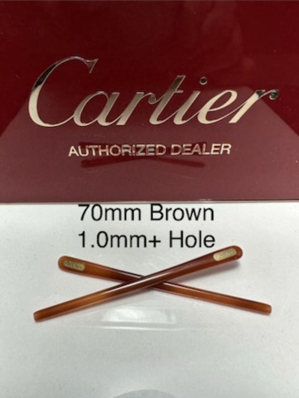 Cartier Eyeglasses Temple Tips 1 Pair Brown 70mm Standard Hole 1.0mm New